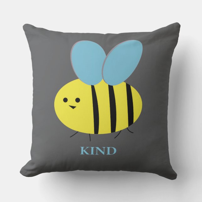 Cojín Decorativo Bee Kind Gray Blue (Anverso)