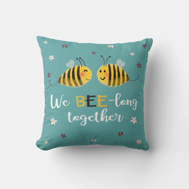 Cojín Decorativo BEE-long junto con abejas y flores Valentine (Anverso)