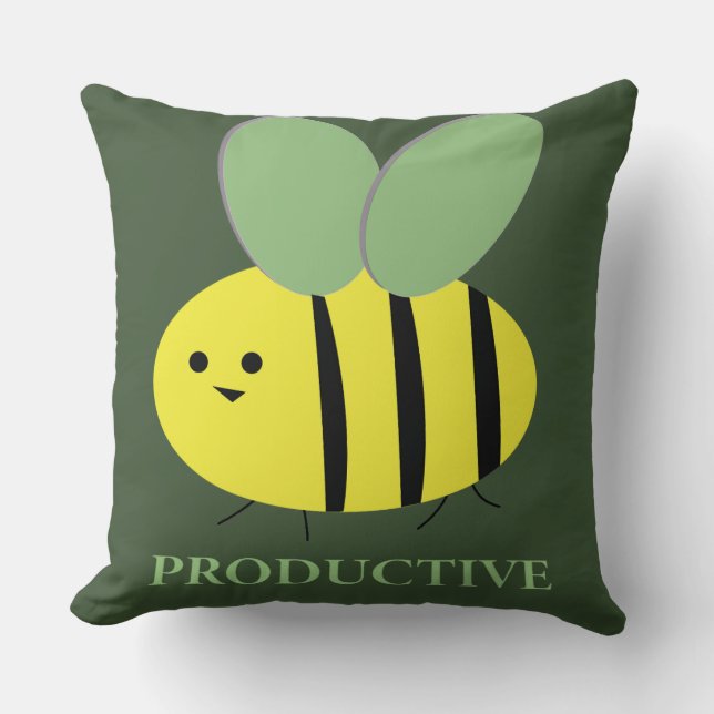 Cojín Decorativo Bee Productivo, Verde (Anverso)