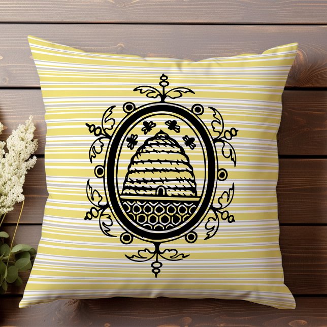 Cojín Decorativo Beehive, amarillo y gris geométrico (Subido por el creador)