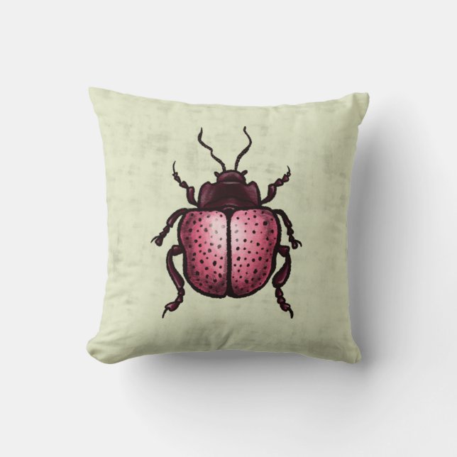 Cojín Decorativo Beetle rosa Cute Goblincore Inspire Lover (Anverso)