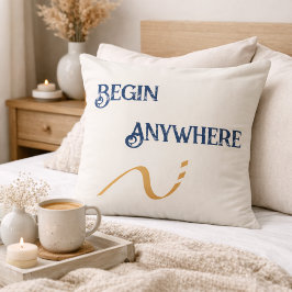 Cojín Decorativo Begin Anywhere Minimalist Navy Cream Throw Pillow