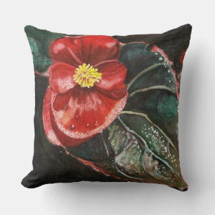 Cojín Decorativo Begonia oscura en acuarela