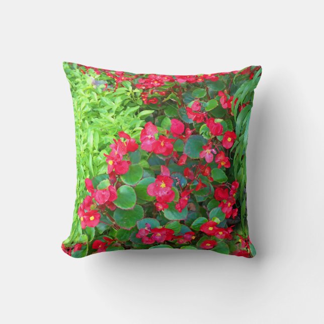 Cojín Decorativo Begonias cubiertas de rocio (Anverso)