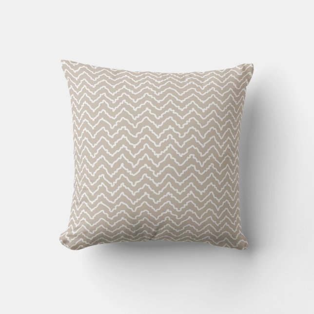 Cojín Decorativo Beige And White Squiggly Chevron Zigzag Pattern (Anverso)