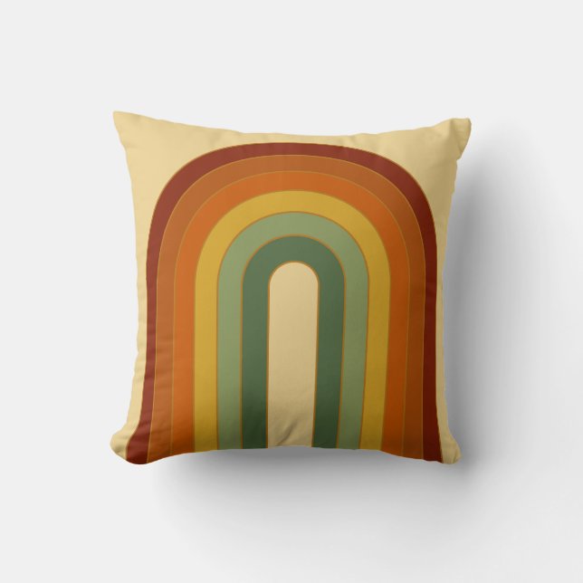 Cojín Decorativo Beige arcoiris retro silenciado (Anverso)