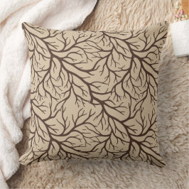 Cojín Decorativo Beige Arena | Ramas de otoño elegantes desnudas