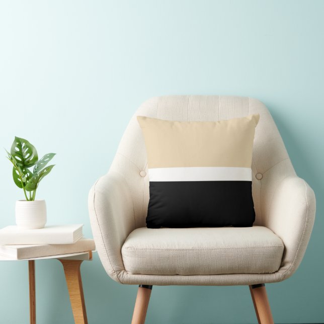 Cojín Decorativo Beige Black Abstract Stripe (Silla)