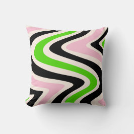 Cojín Decorativo Beige Black Pink Green Abstract Swirl