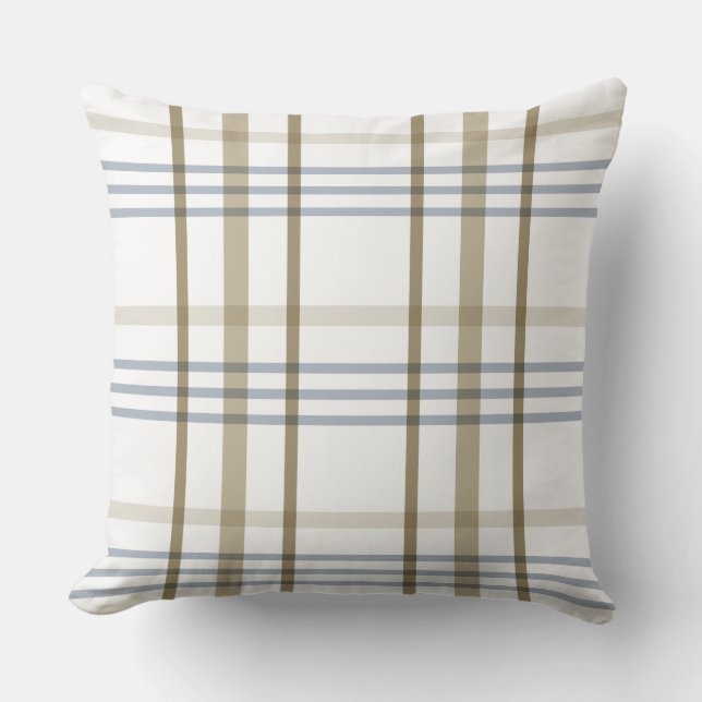 Cojín Decorativo Beige Blue Plaid (Anverso)