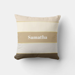 Cojín Decorativo Beige Brown Personalizado de oro Bandas de color d