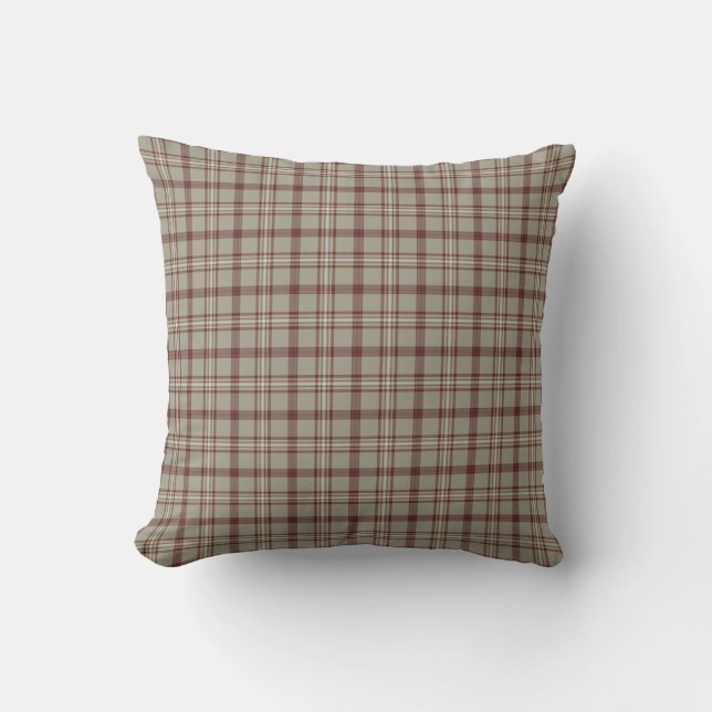 Cojín Decorativo Beige Brown Plaid Classic Pattern Rustic (Anverso)