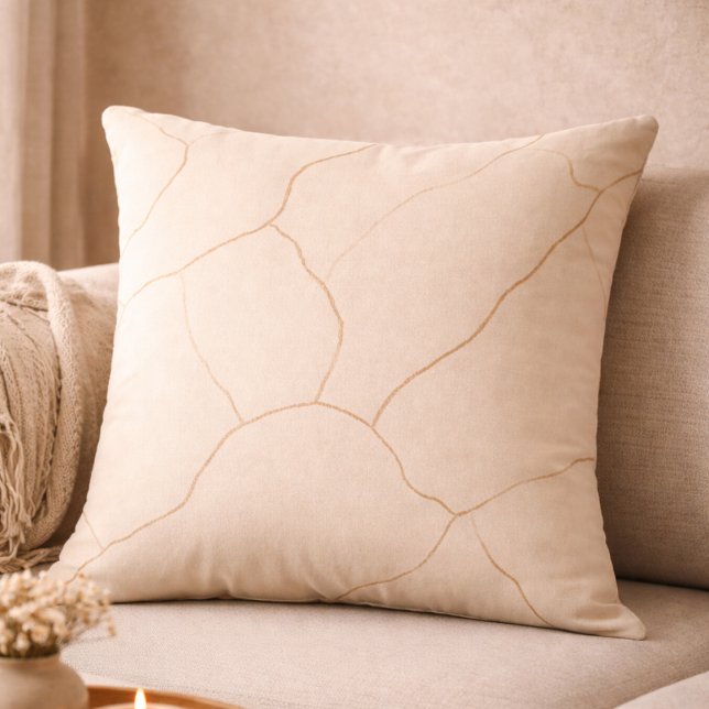 Cojín Decorativo Beige Cocoa Veins Throw Pillow (Beige canvas tones traced with cocoa veining for grounded, layered interiors.)