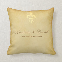 Cojín Decorativo Beige de oro de lujo estilo francés fleur de lis