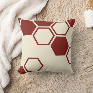 Cojín Decorativo Beige geométrico hexagonal de abeja