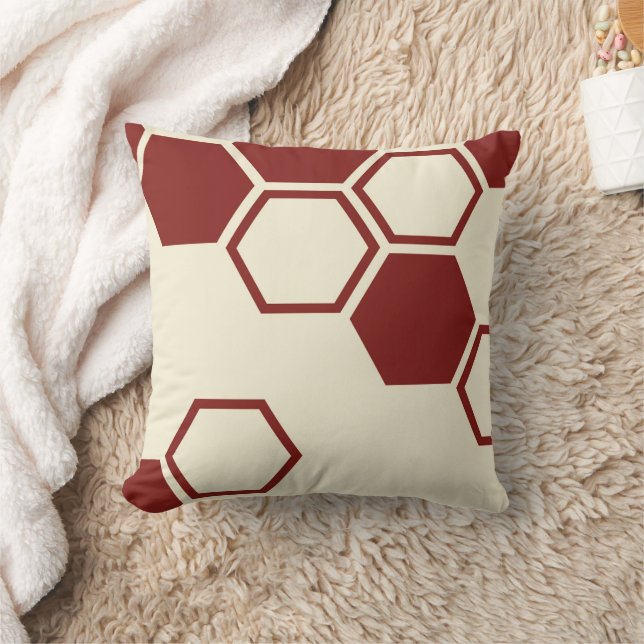 Cojín Decorativo Beige geométrico hexagonal de abeja (Manta)
