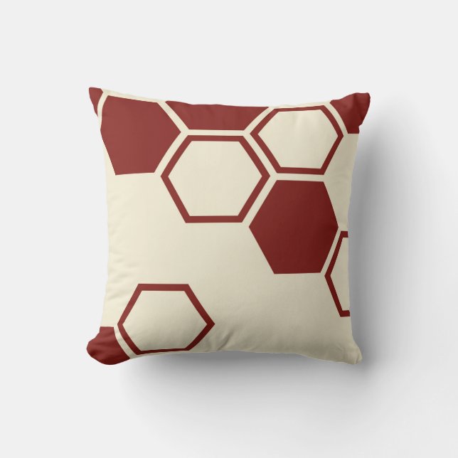 Cojín Decorativo Beige geométrico hexagonal de abeja (Anverso)