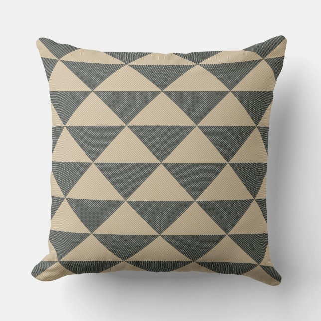 Cojín Decorativo Beige green triangle pattern Throw Pillow (Anverso)