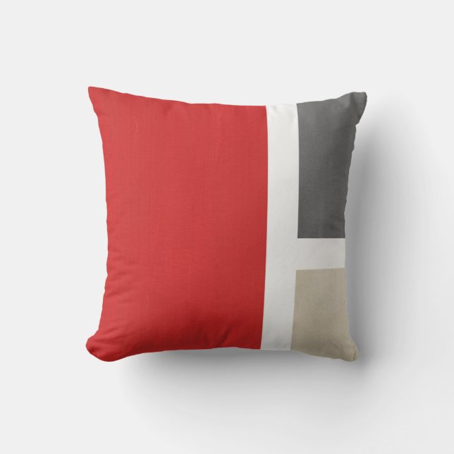 Cojín Decorativo Beige gris rojo moderno (Anverso)