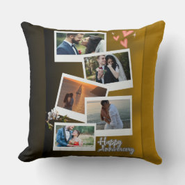 Cojín Decorativo Beige Happy Anniversary Photo Collage