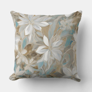 Cojín Decorativo Beige Marrón Azul Turquesa Floral