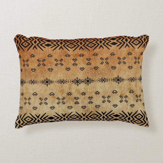 Cojín Decorativo Beige marrón tribal (Anverso)