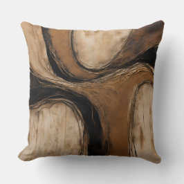 Cojín Decorativo Beige Oro Negro Mármol Abstracto