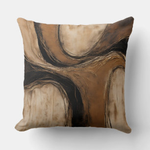 Cojín Decorativo Beige Oro Negro Mármol Abstracto