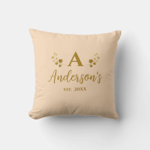 Cojín Decorativo Beige personalizado inicial monograma