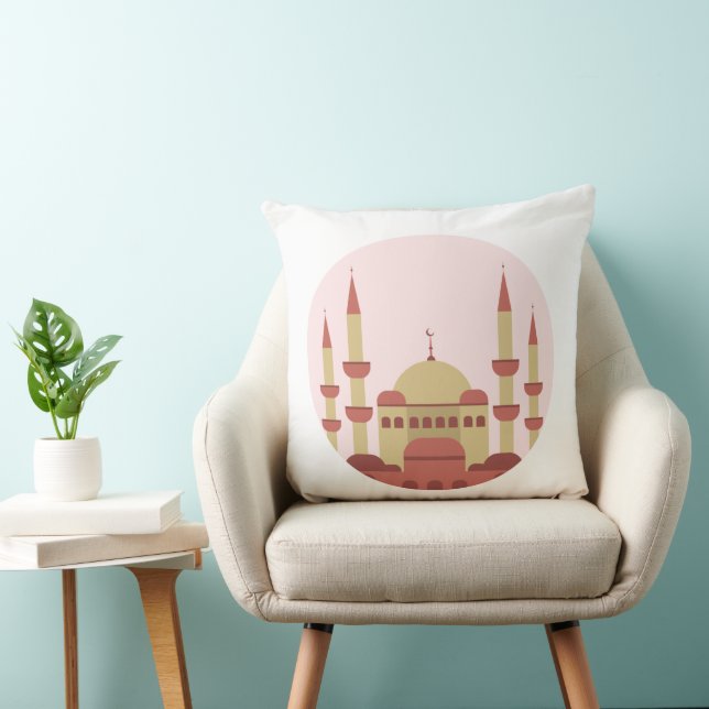 Cojín Decorativo Beige & Red Mosque Throw Pillow (Silla)