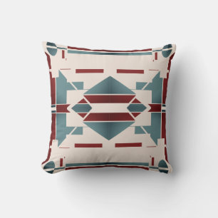 Cojín Decorativo Beige rojo azul verde azulado del suroeste parece