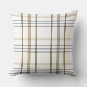 Cojín Decorativo Beige y Blue Plaid