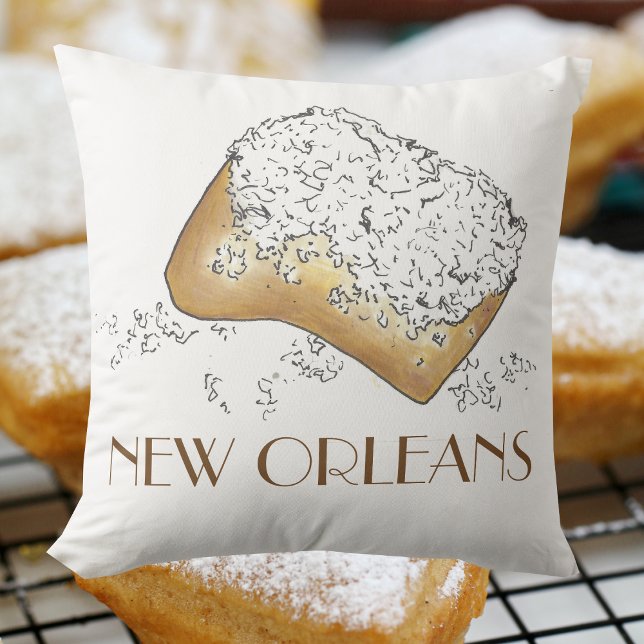 Cojín Decorativo Beignet Pastry Louisiana LA New Orleans NOLA Food (NOLA Beignet Pillow)