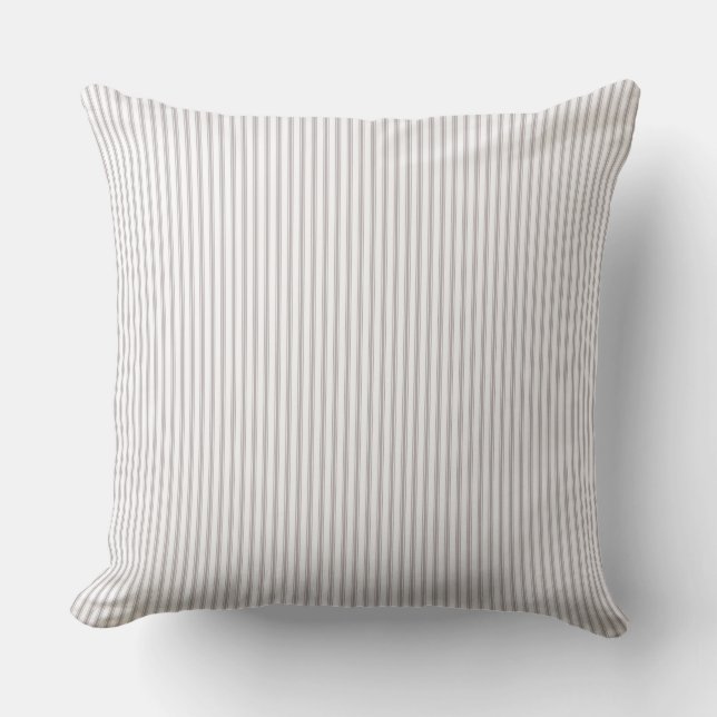 Cojín Decorativo Béis y Raya de Ticking Blanca (Anverso)