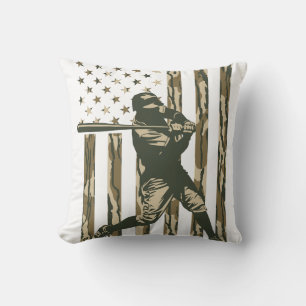 Cojín Decorativo Béisbol Bandera Americana Estados Unidos Camino Bo