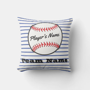 Cojín Decorativo Béisbol con nombre de banda azul Deportes Sala Tho