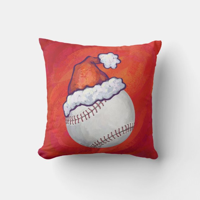 Cojín Decorativo Béisbol con Santa Hat en rojo (Anverso)
