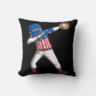 Cojín Decorativo Béisbol Dabbing Estados Unidos Merica 4 de julio D