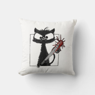 Cojín Decorativo Béisbol Gato Negro Terror Halloween