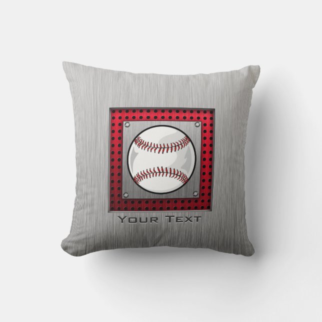 Cojín Decorativo Béisbol; Mirada de aluminio cepillada (Anverso)