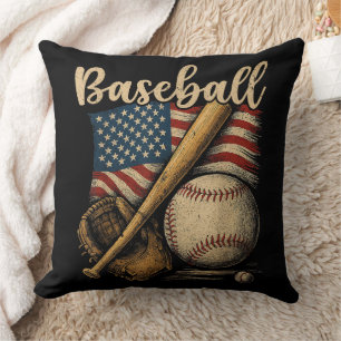 Cojín Decorativo Béisbol Patriótico Bandera Americana Deportes Vint