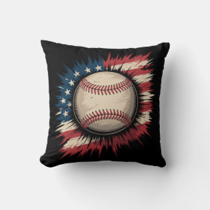 Cojín Decorativo Béisbol Patriótico USA Bandera Americana Deporte V