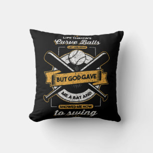 Cojín Decorativo Béisbol, pero Dios dio un regalo cristiano