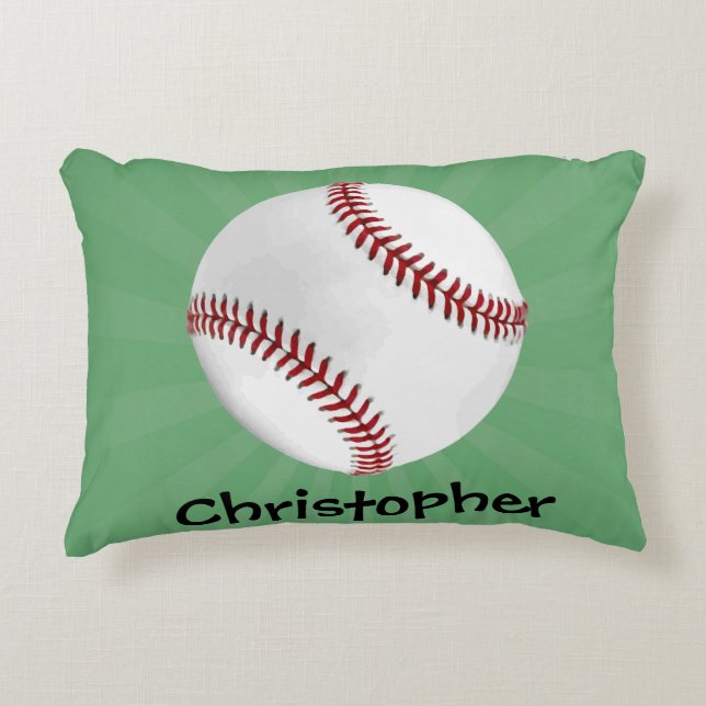Cojín Decorativo Béisbol personalizado en niños verdes (Anverso)
