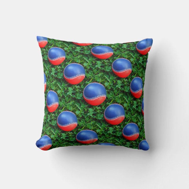 Cojín Decorativo Béisbol rojo blanco y azul (Anverso)