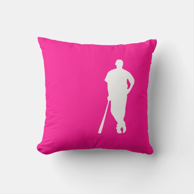 Cojín Decorativo Béisbol rosa caliente; softbol (Anverso)