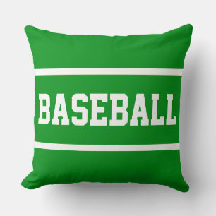 Cojín Decorativo BÉISBOL Texto Deportivo Verde Brillante Rayas Blan