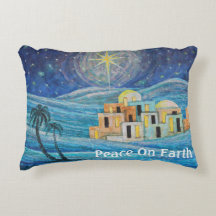 Belén Star Peace On Earth Blue Pillow