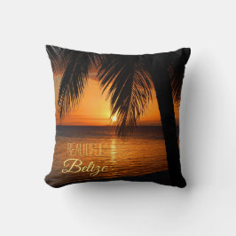Cojín Decorativo Belice Tropical Palm Tree Sunset Beach Scene