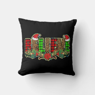 Cojín Decorativo Believe Christmas Buffalo Plaid Red Santa Hat Xmas
